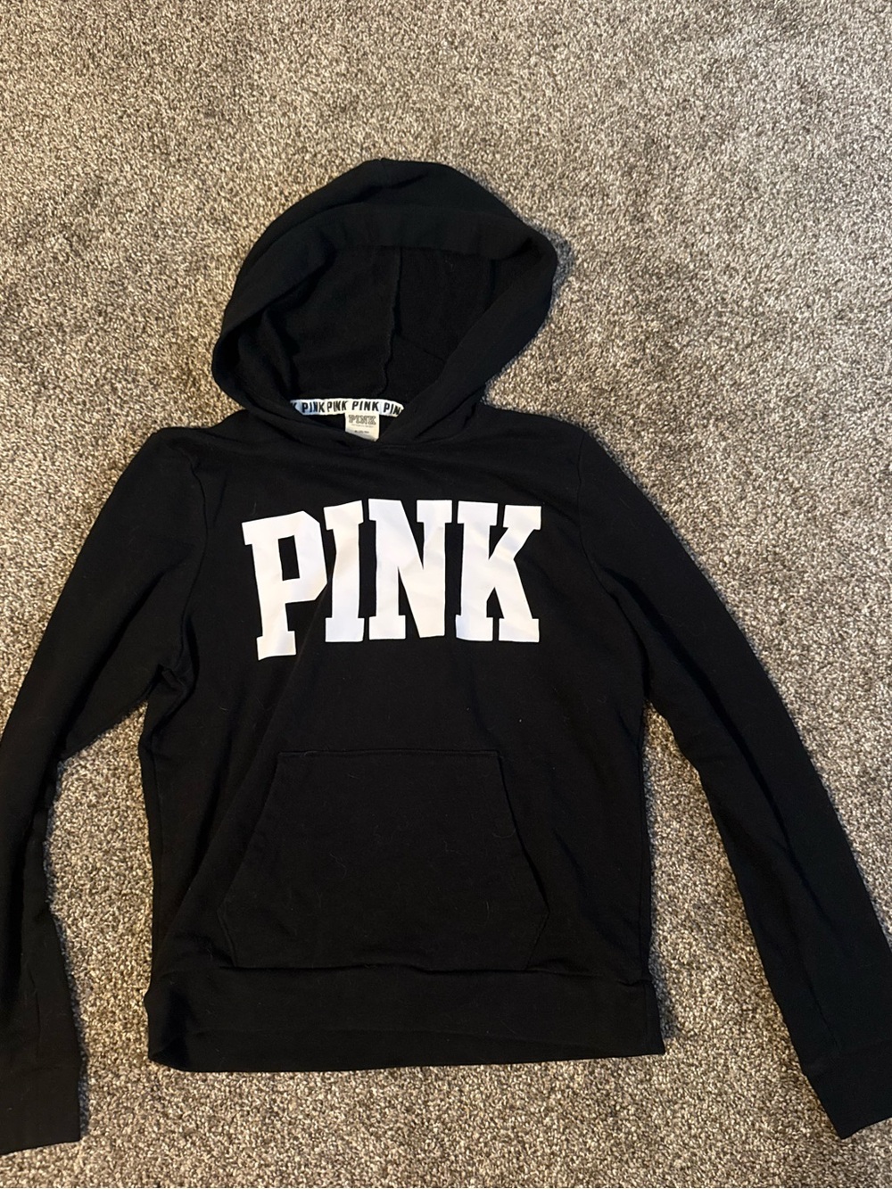 PINK Victoria's Secret Black Hoodie with White Logo